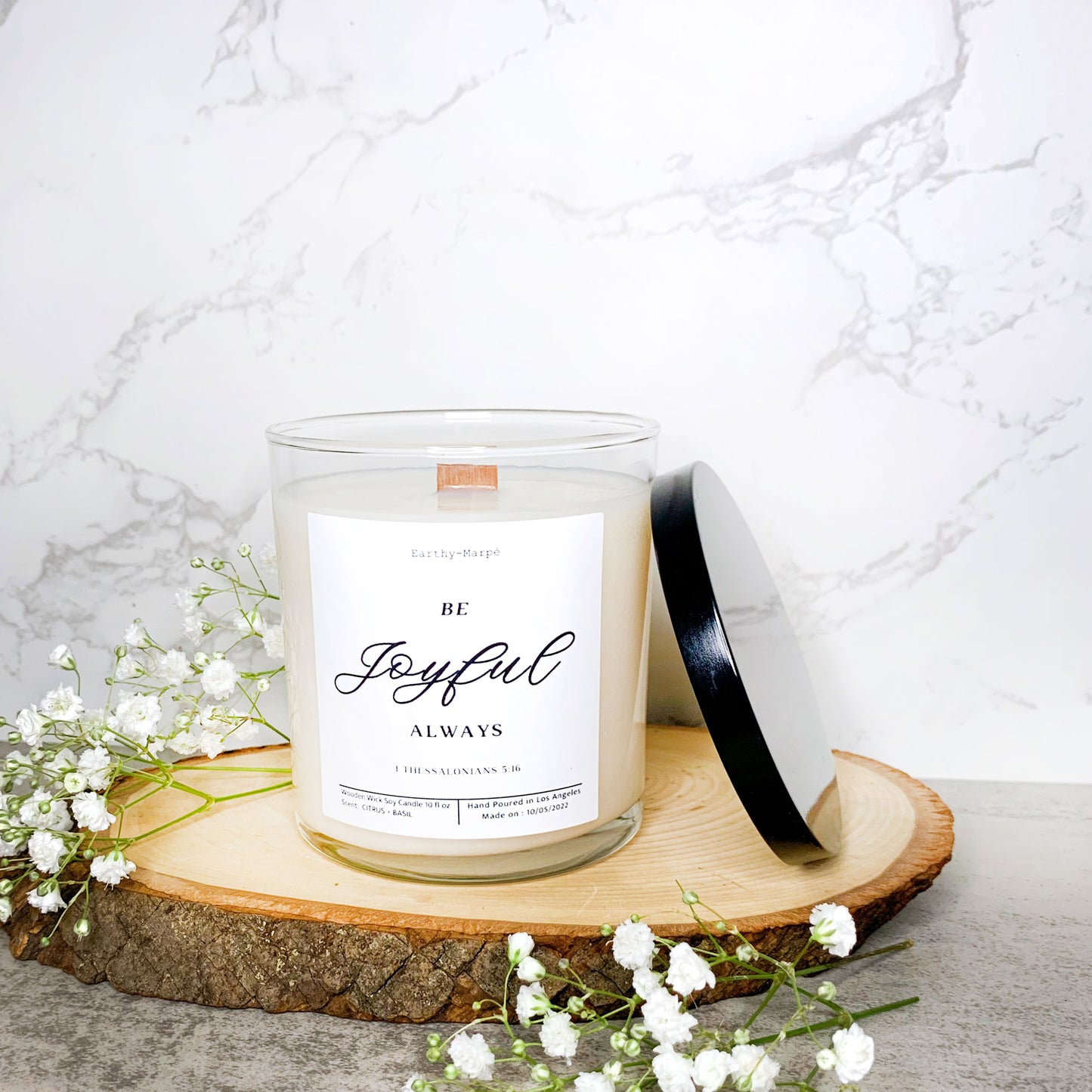 Be Joyful Always | 1 Thessalonians 5:16 | Bible Verse Candle | Choose Your Scents!