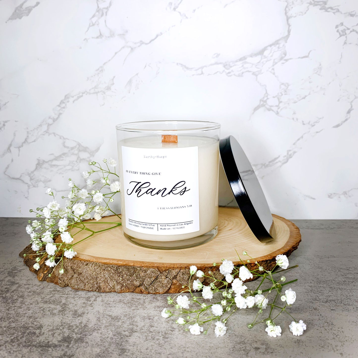THANKS | 1 Thessalonians 5:18 | Bible Verse Candle | Choose Your Scents!