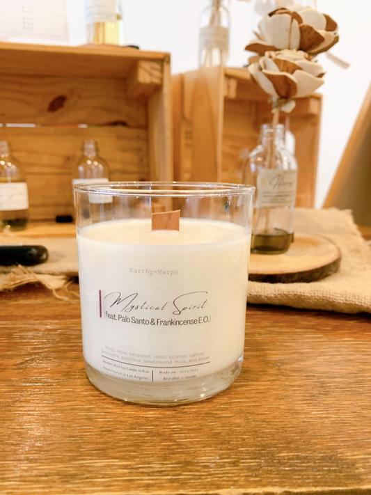 Mystical Spirit Crackling Wooden Wick Soy Candle | Glass Jar