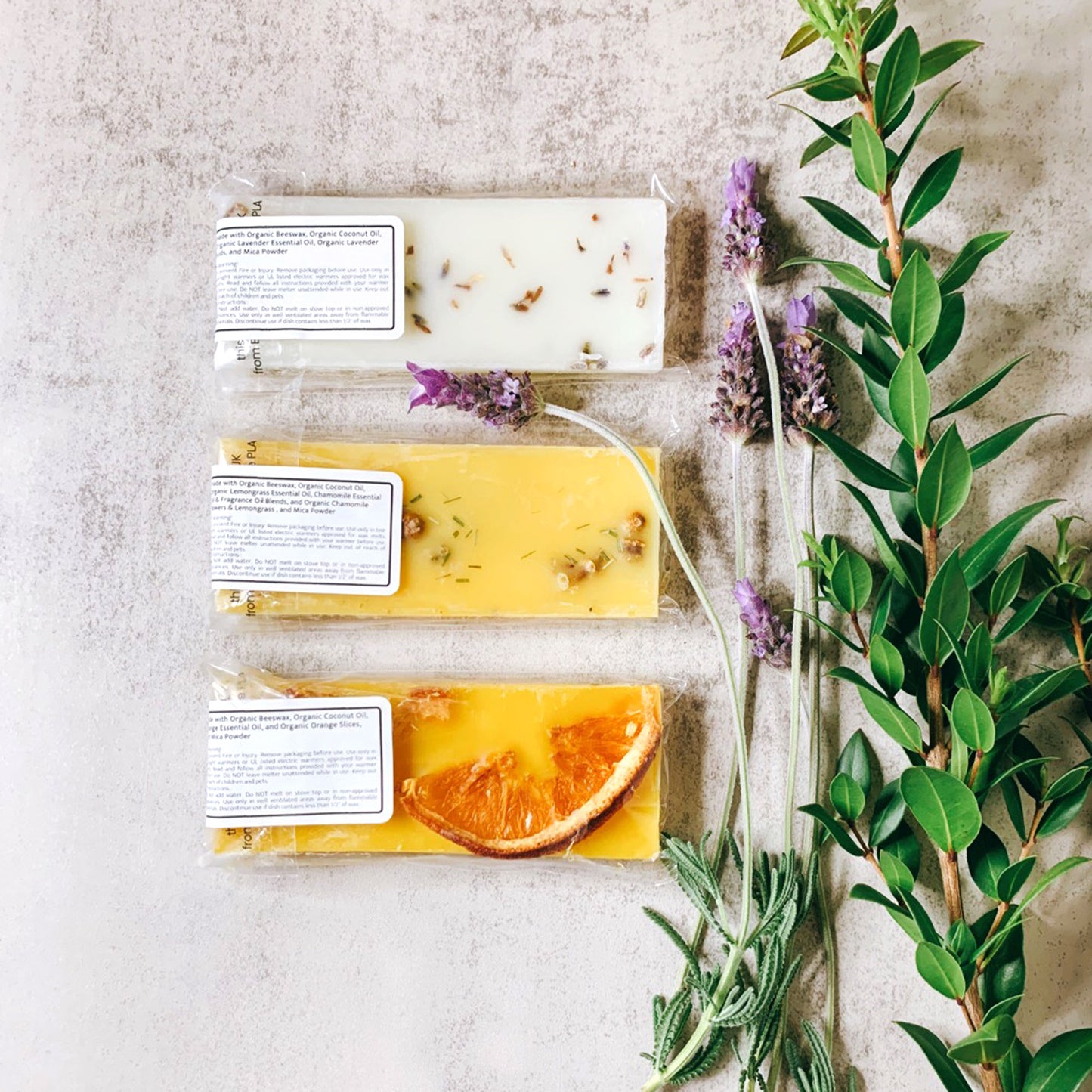 Organic Beeswax Sampler | Lavender, Orange, and Chamomile & Lemomgrass