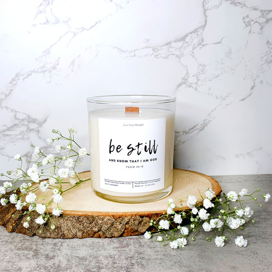 Be Still | Pslam 46:10 | Bible Verse Candle | Choose Your Scents!