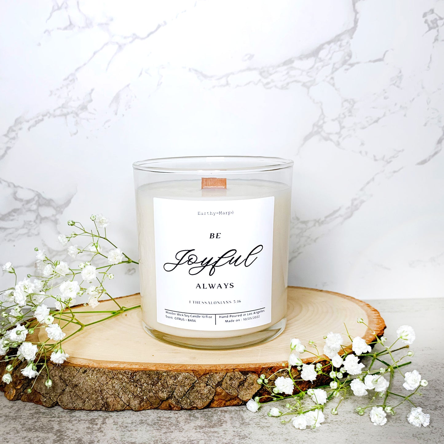 Be Joyful Always | 1 Thessalonians 5:16 | Bible Verse Candle | Choose Your Scents!