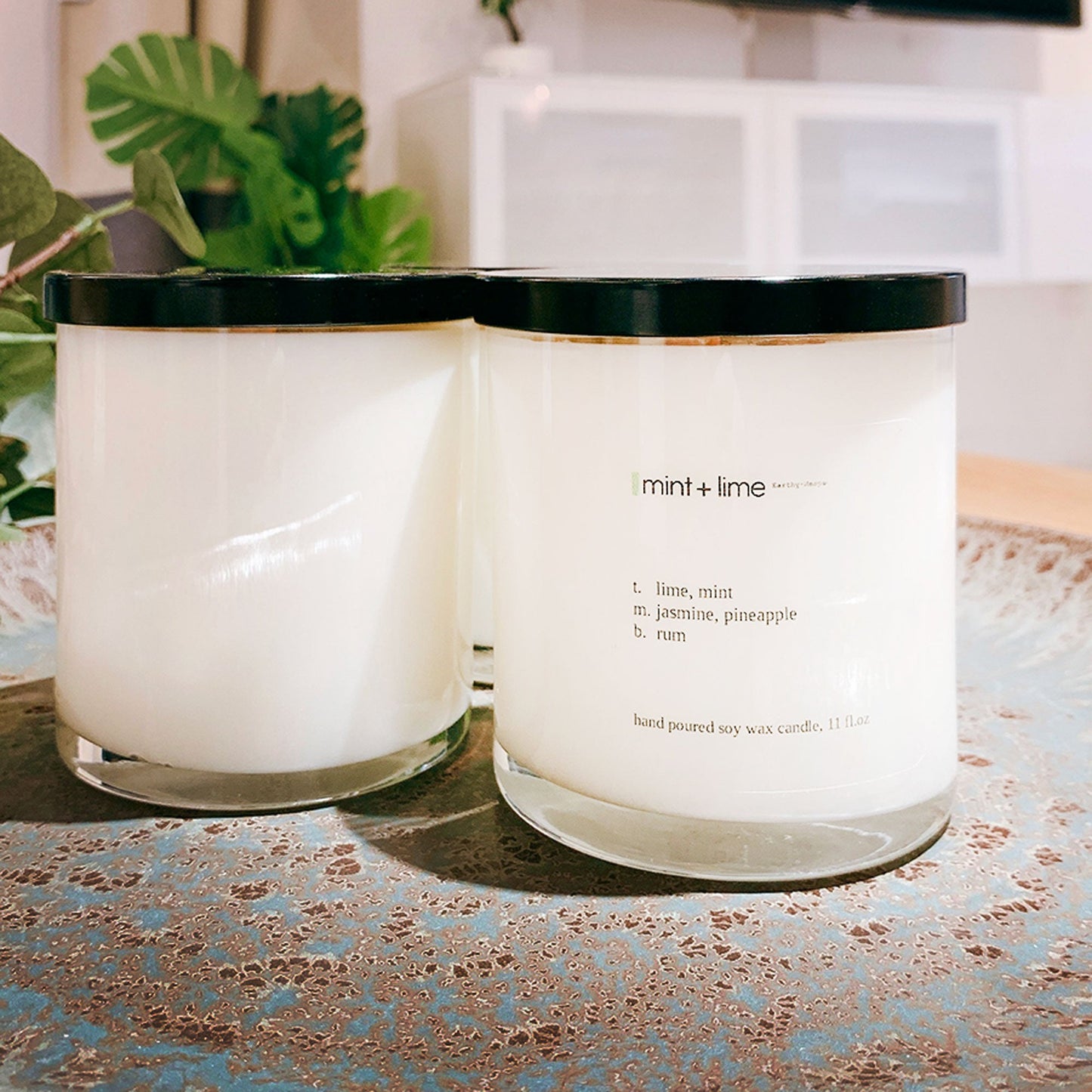 Mint Lime Scented Soy Candle | Crackling Wooden Wick Candle | Glass Jar