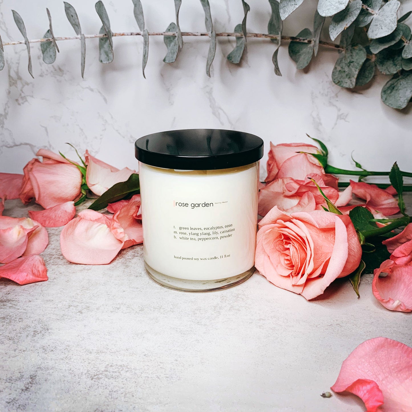 Rose Garden Hand Poured Soy Candle | Crackling Wooden Wick Candle | Glass Jar