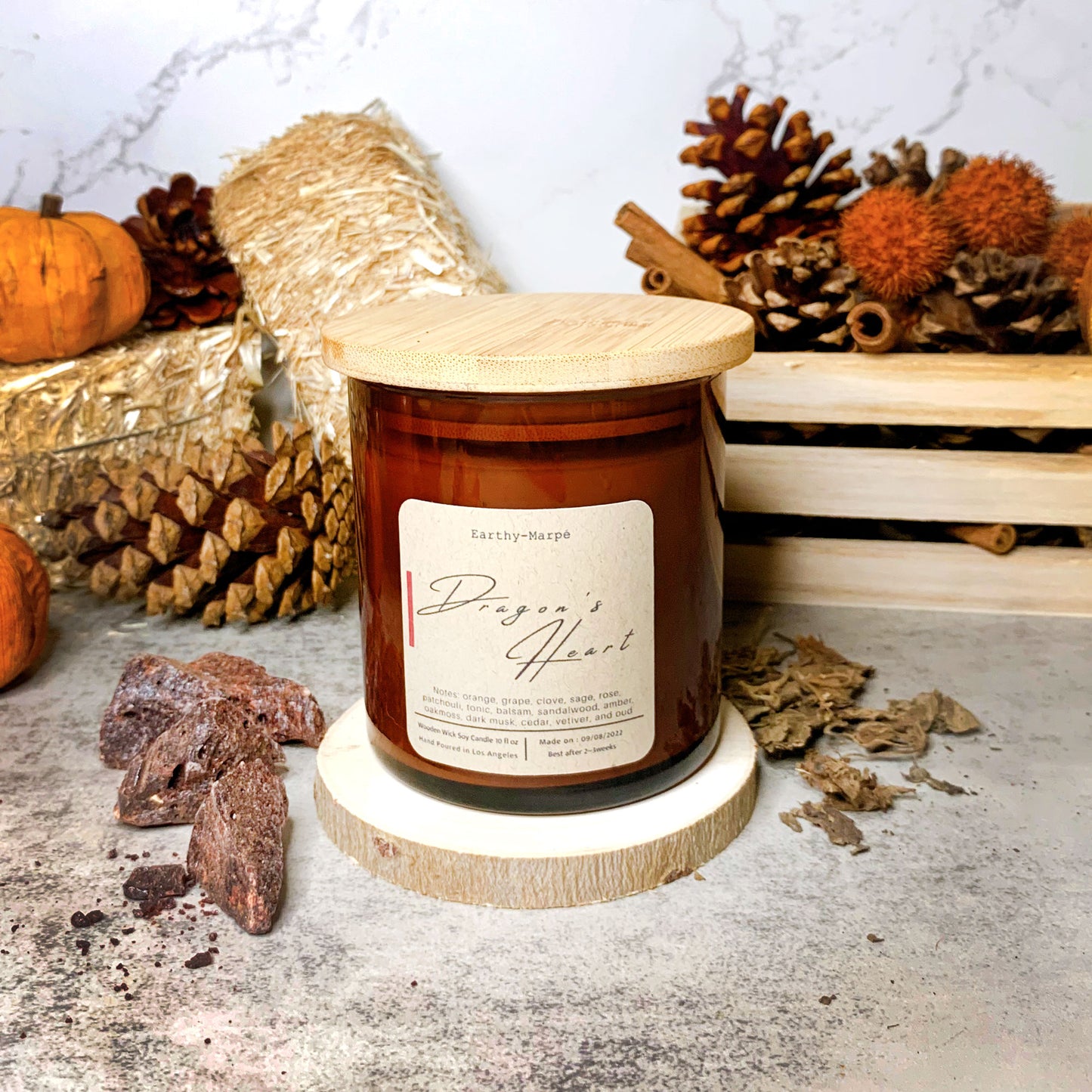 Dragon's Heart Crackling Wooden Wick Soy Candle | Glass Jar